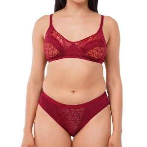 Fiore Cotton Lingerie Set (Pack of 1) - Maroon