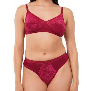 Fiore Cotton Lingerie Set (Pack of 1) - Maroon