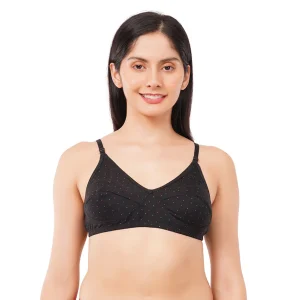 Fiore Full Coverage Non Paded Dot Print Bra (Pack of 1) - Black