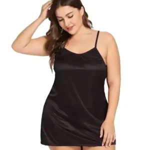 Fiore Satin Babydoll Nighty (Pack of 1) – Black